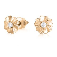 Золотые гвоздики для девочки с бриллиантами «La fleur»