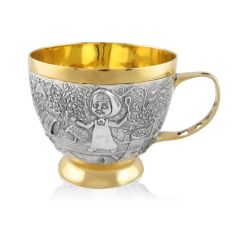 Чашка зі срібла з позолотою «Маша та медвідь»