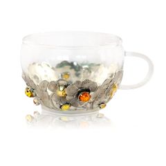 Серебряные чашка с блюдцем «Янтарный чай»