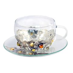 Срібні чашка з блюдцем «Бурштиновий чай»