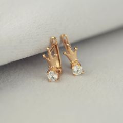 Золоті сережки корона для дівчинки «Diadem»