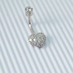 Пирсинг в пупок с бриллиантом «Сердечко»