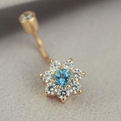 Серьга в пупок с топазом и Swarovski «Belle fleur»