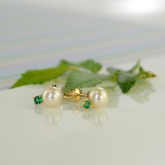 Сережки з перлами і смарагдом «Креолка»