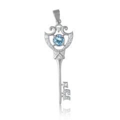 Ексклюзивна підвіска-ключ с аквамарином «Diamond key»