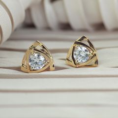 Золоті сережки пусети з діамантами «Енігма»