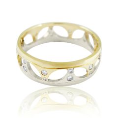 Золотое обручальное кольцо с цирконами