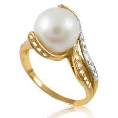 Золотое кольцо с жемчугом «Лавина любви»