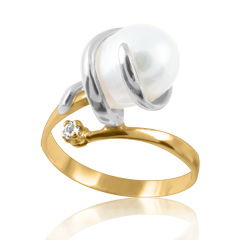 Золотое кольцо с жемчугом «Кристальное»