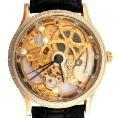 Золотые часы «Skeleton» с бриллиантами