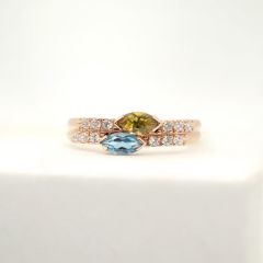 Кольцо с желтым и голубым камнем «Виктория»