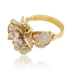 Золотое кольцо с цирконием «Flower Bloom»