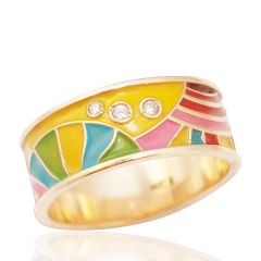 Золотое кольцо с эмалью «Это Лето»