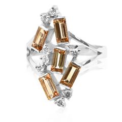 Елітне кольцо з прямокутними цитринами «Полярне сяйво»