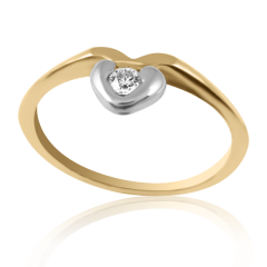 Золотое кольцо с бриллиантом 0,07 ct «My Heart»