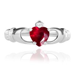 Кладдахское кольцо с рубином-сердцем «Gold Claddagh»