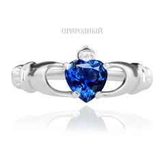 Кладдахское кольцо с сапфиром-сердцем «Gold Claddagh»