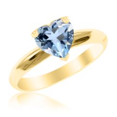 Золотое кольцо с аквамарином огранки сердце «Loving heart»