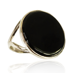 Золотое кольцо с черным агатом «Черный агат в золоте»