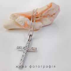 Кулон крестик среднего размера с бриллиантами 0,72 Ct