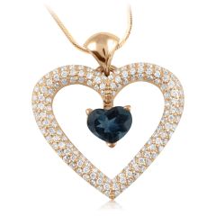 Золотой кулон с голубым топазом-сердечком «Love heart»