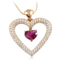 Золотой кулон-сердце с турмалином «Love heart»