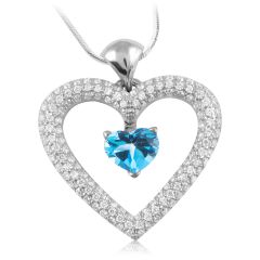 Золотий кулон з блакитним топазом-сердечком «Love heart»