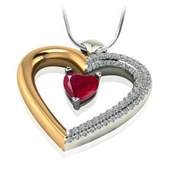 Золотое сердце кулон с рубином «Loving heart»
