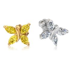 Сережки метелики з білими і жовтими діамантами «Farfalla»