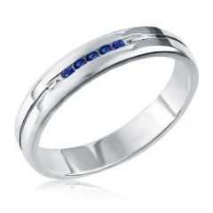 Обручальное кольцо с дорожкой сапфиров «Road to love»