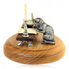 Серебряная статуэтка «Кот за столом»