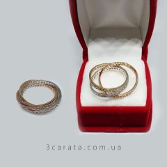 Тройное обручальное кольцо с цирконием «Тринити»