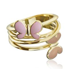 Золотое кольцо с эмалью и бабочками «Баттерфляй»