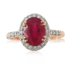 Кольцо с овальным рубином и бриллиантами «Аньес»