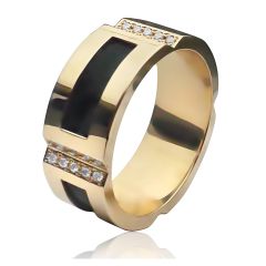 Мужской золотое обручальное кольцо с кожей «Доблестный рыцарь»