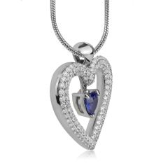 Кулон сердце с сапфиром и бриллиантами «Love heart»