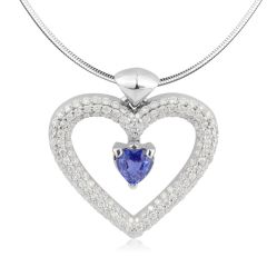 Кулон серце з сапфіром та діамантами «Love heart»