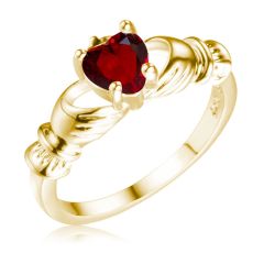 Кладдахское кольцо с гранатовым сердцем «Gold Claddagh»