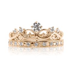 Золотое кольцо двойное с бриллиантами «Корона»