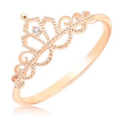 Кольцо корона с фианитом «Золотая диадема»