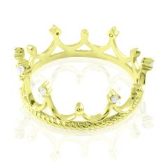 Золота каблучка-корона з діамантами «Queen of my heart»