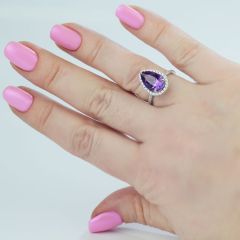Эксклюзивное кольцо с каплевидным аметистом «Доротея»