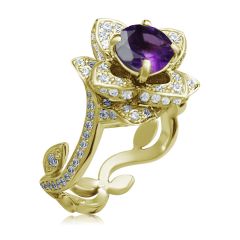 Золотое кольцо «Lotus» с аметистом