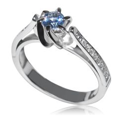 Кольцо з аквамарином і діамантами на заручини «Mare»