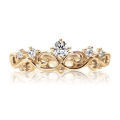 Золотое ажурное кольцо с цирконием «Корона»
