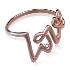 Золотое кольцо «Love» с бриллиантом 0,01 Ct