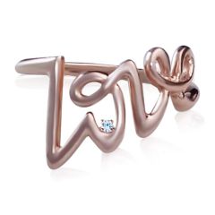 Золотое кольцо «Love» с бриллиантом 0,01 Ct