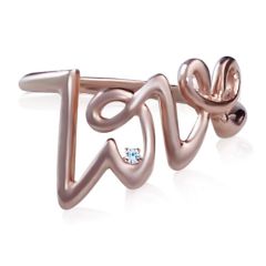 Золота каблучка «Love» з діамантом 0,01 Ct