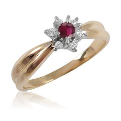 Золоте кольцо з рубіном і діамантами «Франсуаза»