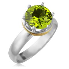 Золотое кольцо на помолвку с хризолитом 2,3 Ct «Дамиано»